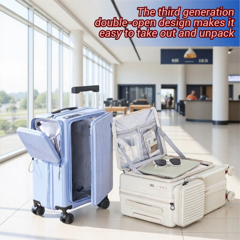 New 20-inch Suitcase, Large Deep Compartment Suitcase, Side-opening Suitcase, With External Storage Bag, Wheeled Luggage, Cabin Bag, Silent Swivel Wheels, Combination Lock Travel Bag