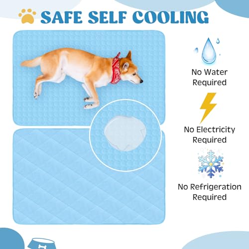 Hillsuren 2 Pack Dog Cooling Mat and Blanket Washable Cooling Pads Pet Throw Blanket Sleeping Kennel Mat with Storage Bag ...