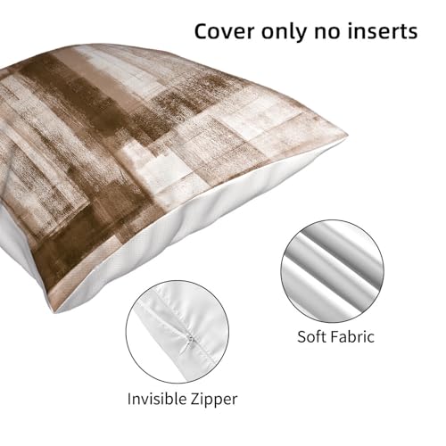 AEIOAE Brown Beige White Pillow Covers 20x20 Inch Set of 2,Abstract Art Throw Pillows Case,Modern Geometry Outdoor Decorat...