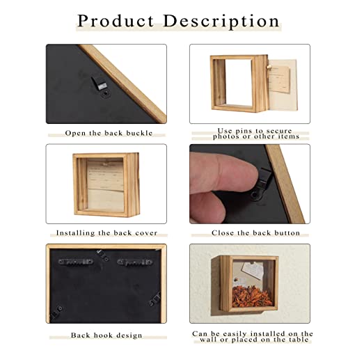 Increased Fire Shadow Box Frame 6x6 Shadow Box Display Case with Linen Back of Awards Memorabilia Flower, Pictures, Keepsa...