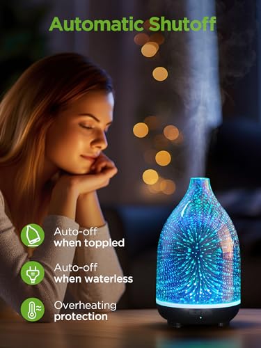 InnoGear Essential Oil Diffuser, 150ml Handmade 3D Glass Aromatherapy Defuser Air Difusor Ultrasonic Cool Mist Humidifier ...