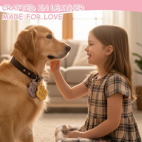 Evowatt 4pcs Pet Paw Shape Leather Keychains, Handmade Fur Keepsake for Cats and Dogs, Unique Pet Hair Memorial Key Rings,...