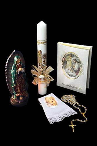 Lito First Candle Set for Girls - White Kit for Holy 1st Communion with Figurine - Spanish