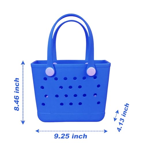 Uwooq Small Beach Tote Bag, Portable Mini Rubber Tote Bag for Women, 11" x 8.5" x 4.5" Waterproof Cute Beach Bag for Sports