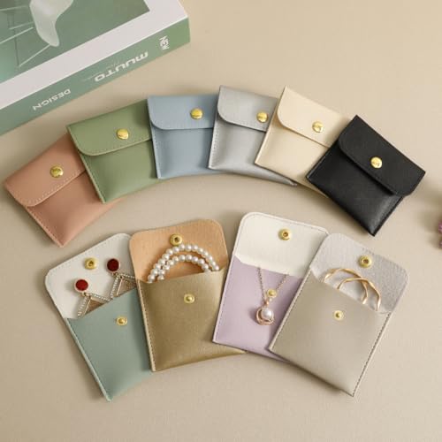 40pcs PU Leather Small Bags for Jewelry 8 x 8cm Snap Button Jewelry Packaging Bag Light purple Luxury Small Favor Bags Jew...