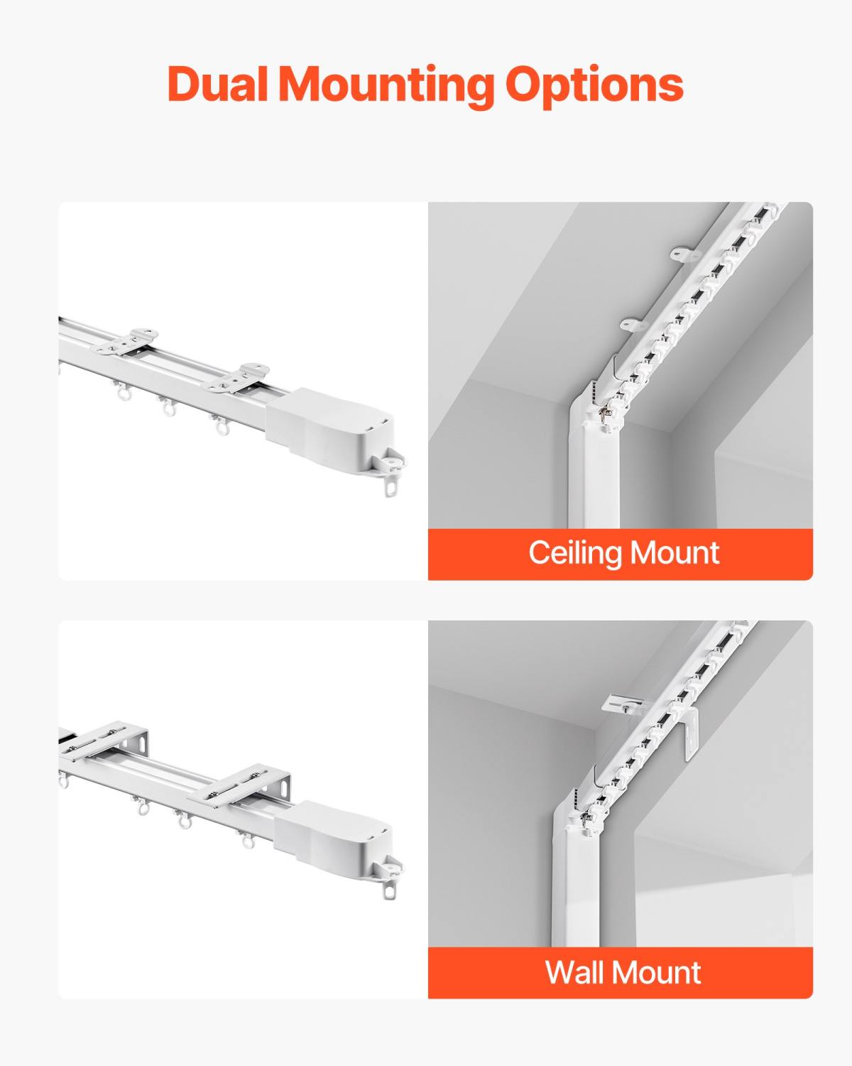 Smart Electric Curtain Track, 71-118 Inch Adjustable Length, Motorized Rod With Remote, Ceiling And Wall Mount, Automated Curtain Track System Compatible With Alexa, Google Home, App Control