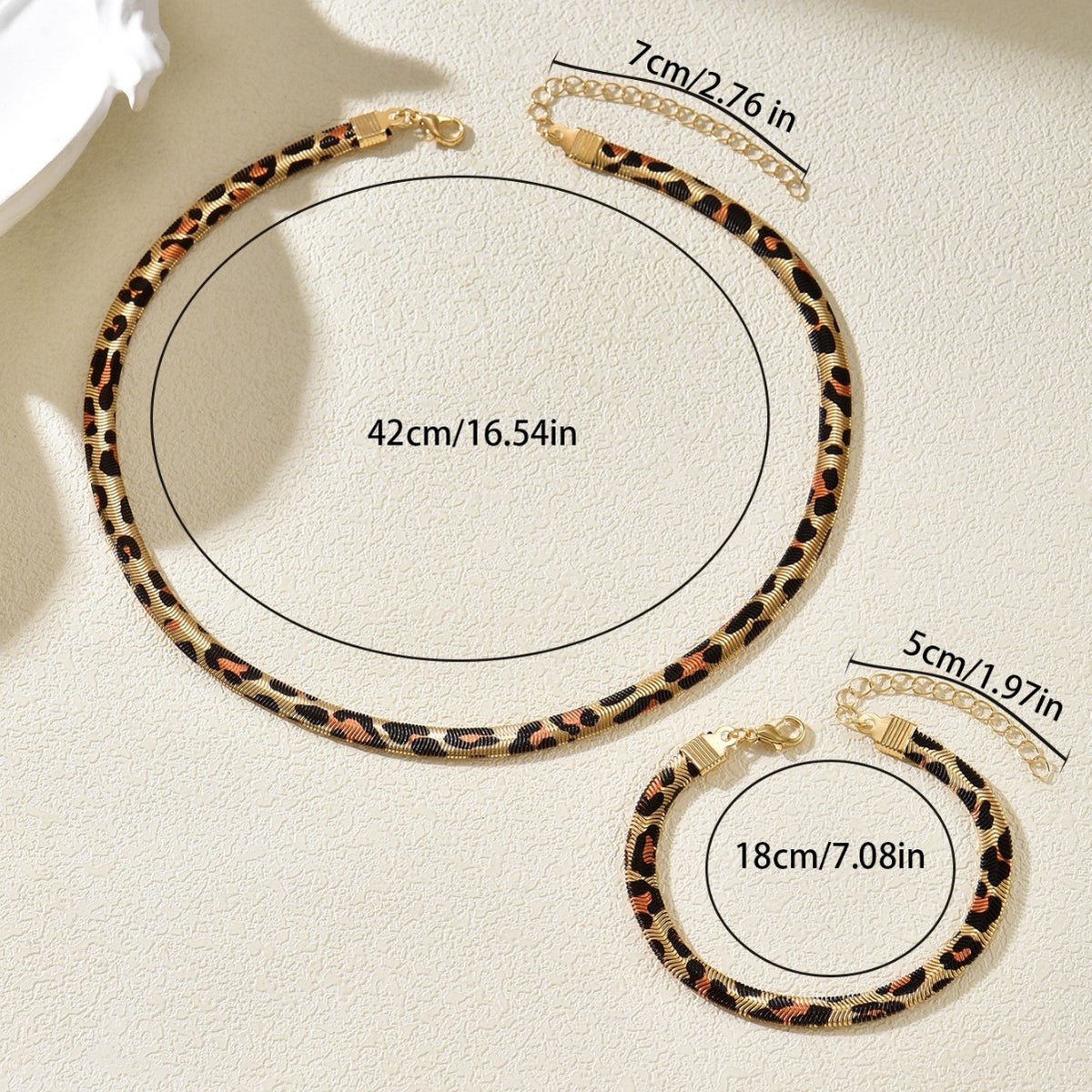 Bestselling Cross-Border Jewelry Set For Women, Unique Leopard Print Snake Chain Necklace & Niche Matching Bracelet, Elegant Versatile Fashion Jewelry Wholesale