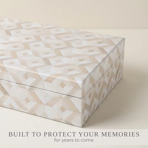 ZICOTO Decorative Storage Boxes with Lids - Set of 2 Beautiful Organizer Bins for Your Bookshelf Home Decor - Safely Store...