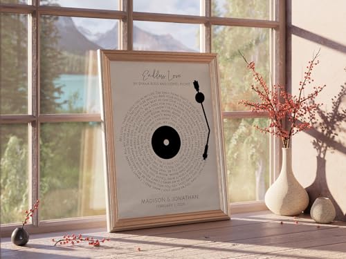 DREAM BIG PRINTABLES Customizable Couples Song Lyrics Art Print | Personalized Wall Art with Your Favorite Song | Names an...