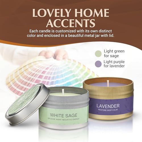 Almeara 2 In 1 Long lasting Sage and Lavender candle set | 2x3.7oz| 100% Soy Wax,Paraffin-Free |40hr Burn Time |Perfect fo...