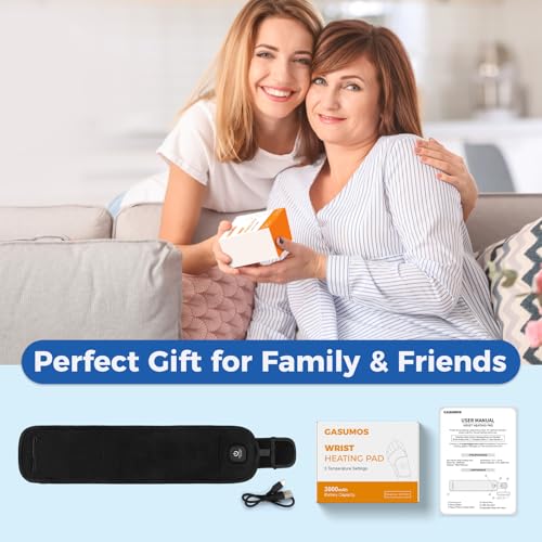 Wrist Heating Pad, Heated Wrist Wrap for Pain Relief, Heated Wrist Brace with 30 Mins Auto-Off, 3000mAh Battery, 3 Heating...