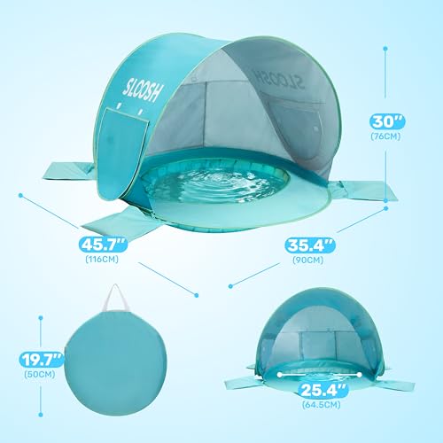 SLOOSH Baby Beach Tent - Pop Up Shade Pool, UPF 50+ UV Protection Sun Shelter for Infant, Portable Beach Pool with Carry B...