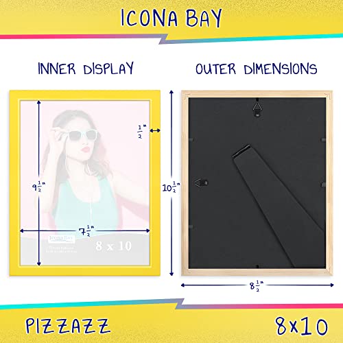 Icona Bay 8x10 Picture Frame, Yellow Colored Solid Wood Scandinavian Style Frame for Photo, Pizzazz Collection
