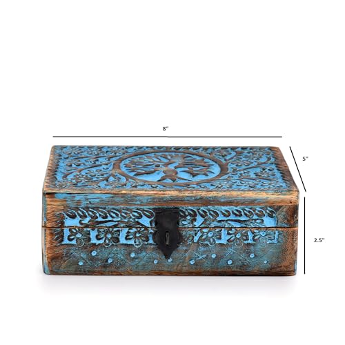BHAVATU |Wooden Jewelry Box, Tarot Box, Celestial Home Decor, Witch Box, Tree of Life, Trinket Box |Size- 8" x 5" x 2.5",|...
