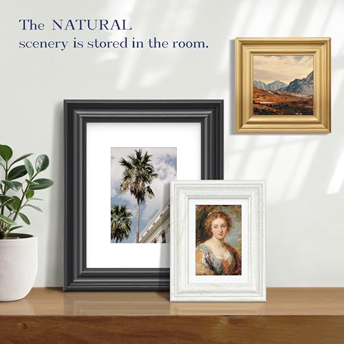 An&He 10x10 Photo Frame, Wood Grain Square Decorative Frame with PS Panel - Gold