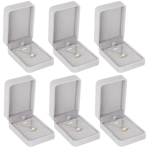 LETURE 6 Pieces Velvet Jewelry Gift Boxes for Necklace Pendant Bracelet Ring Earring, Jewelry Storage Display Case for Chr...