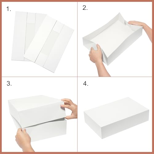 Mefleet 12x12x2 Inches Large Gift Boxes with Lids 10 Pack Flat Square Shirt Clothes Scarf Box for Christmas Presents, Holi...