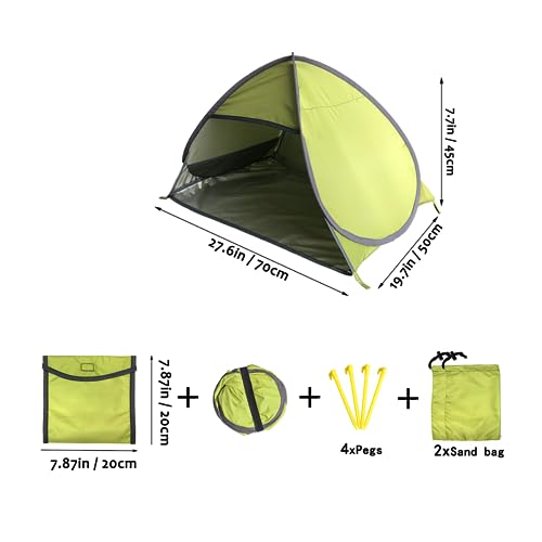 RXQNN Small Pop Up Beach Tent Portable Head Tent, Pet Shade Canopy with Breathable Meshed Window for Dogs/Cats (Light Green)