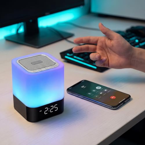 Gallstep Night Lights Bluetooth Speaker, Alarm Clock Bluetooth Speakers Touch Sensor Bedside Lamp Dimmable Multi-Color Cha...