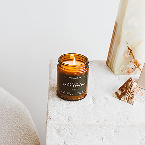 Calyan Wax Co. Apples & Maple Bourbon Scented Candle - 57 Hour Burn - Luxury Clean Soy Wax Candles - Long Lasting Amber Gl...