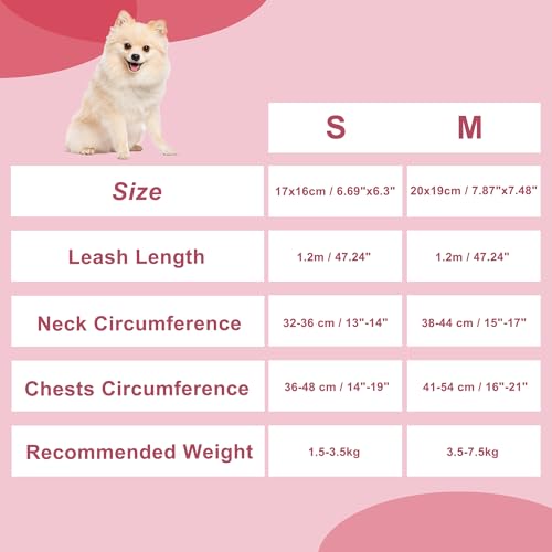 RENEWREVITAL Dog Harness, Cute Dog Collar Harness with Bow, Adjustable Leash Set for Puppies, Breathable Pet Vest, Medium,...