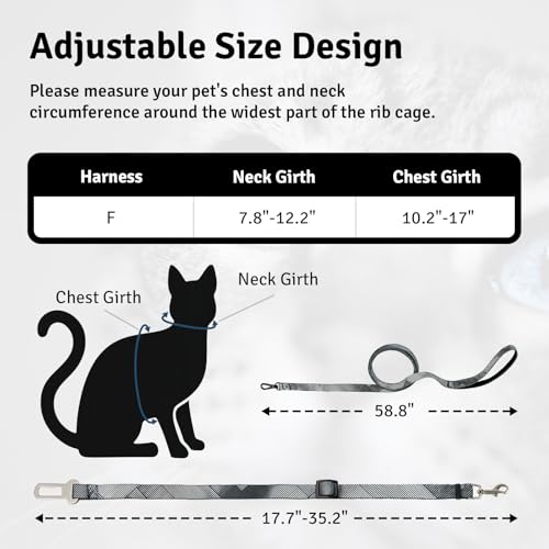 Cat Harness and Leash Set, Anti Escape Adjustable Cat Leash, Comfortable Soft Lightweight, Use Safe & Easy, Suitable for S...