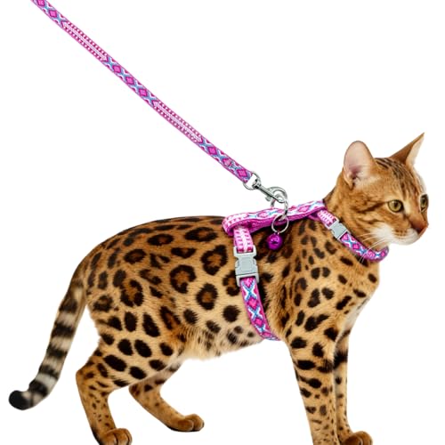 Freezx Cat Harness and Leash Set - Adjustable Escape Proof Cat Harness for Safe Walking - Lightweight Soft Travel Kitten H...