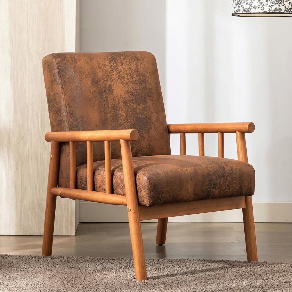 25 Wide Classic Mid-Century Modern Arm Chair, Light Brown