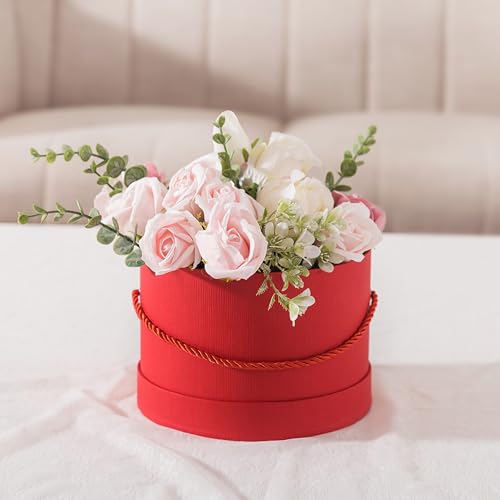 Soul & Lane Round Flower Boxes with Lids: Set of 3 Large Gift Boxes for Flowers and Bouquets, Cardboard Cylinder Gift Box ...