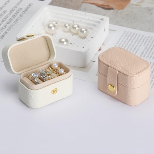 KUKUVR Small Travel Jewelry Box For Ring Stud Earring, Mini Jewelry Ring Holder for Multiple Rings, Portable Jewelry Stora...