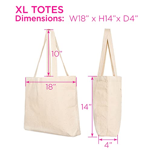 Canvas Tote Bag, Animal Design, Heavy Duty Gusseted, 100% Natural Cotton, for Shopping, Grocery, Laptop (T-GROW-XL)