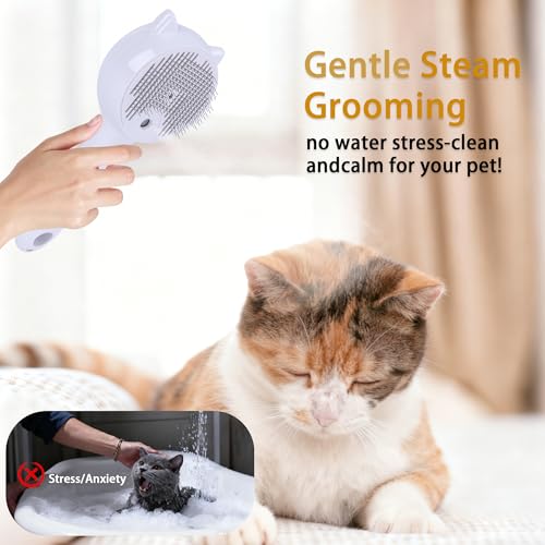 Pet Steam Brush for Cats & Dogs ,3-in-1 Pet Grooming Comb,Reduces Shedding, Soft Bristles, Promotes Healthy Coat-Comes - I...