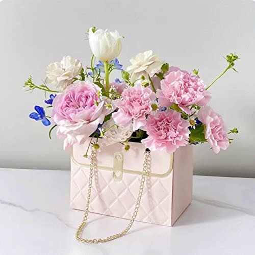 LONG XIN SERIES 8PCS Pink Floral Gift Bags Duty Reusable Paper Gift Boxes Luxury Present Packaging with Handles for Gift P...