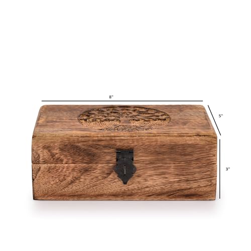 Samhita Handmade Mango Wood Tree of Life Engraving Beautifully Keepsake Box Jewellery Organiser Unique Gift Ideas for Men...