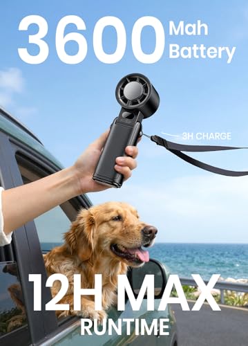 Deyhoc Portable Handheld Turbo Fan, 1-199 Speed Stepless Adjustable with LED Display, 3 IN 1 Pocket Design Mini Fans for I...