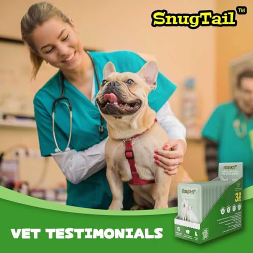 SnugTail Pet Glove Wipes for Dogs & Cats,Shedding Control, Dander Removal & Paw Cleaning, Travel Essentials for Pets(32 In...