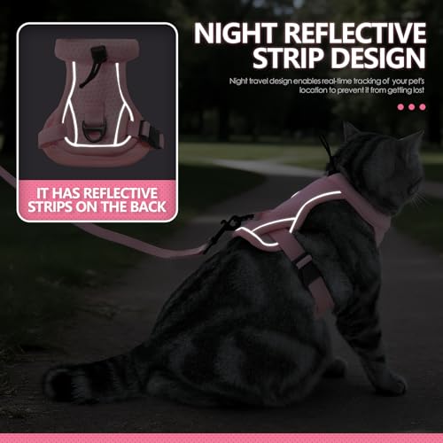 Occupiedpet Escape Proof Cat Harness and Leash Set, Step in Vest Style Adjustable Breathable Mesh Cat Harness for Small Me...