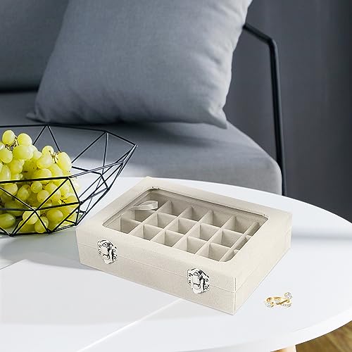EONGOA Velvet Jewelry Box 24 Grid Jewelry Earrings Display Organiser Box Ring Tray Holder Earrings Storage Case for Girls ...