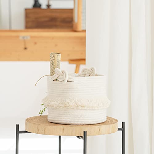 CherryNow Small Woven Storage Baskets, 9.5'' x 7'' inches Cotton Rope Decorative Hamper for Diaper, Blankets, Magazine and...
