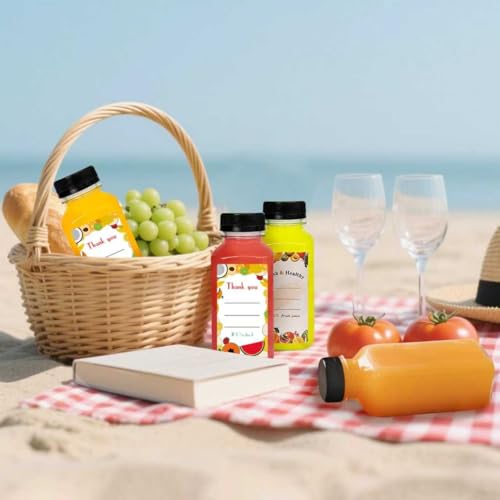 Sanyuanzhou 48pcs 8oz Juice bottle with caps,Plastic bottles with caps, Reusable Clear Bulk Beverage Containers for Juice,...