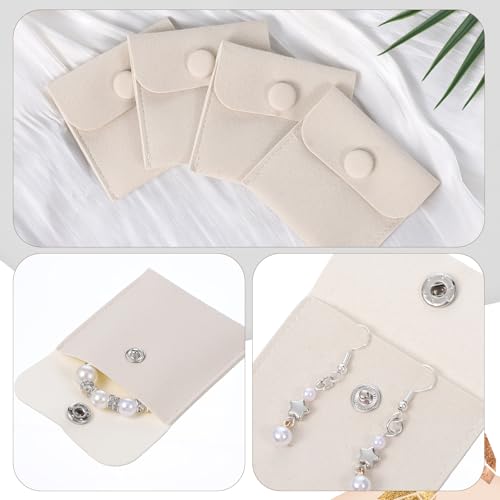 Ezymivs 12 Pcs Microfiber Jewelry Pouch 6.5x6.5cm Jewelry Packaging Bag Small Gift Bags Envelope Style with Snap Button Po...