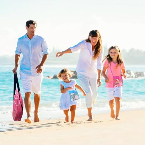 EOGOW Mesh Beach Bag XL Pink, Large Beach Bag Tote with Seashell Bag for Family Summer Travel