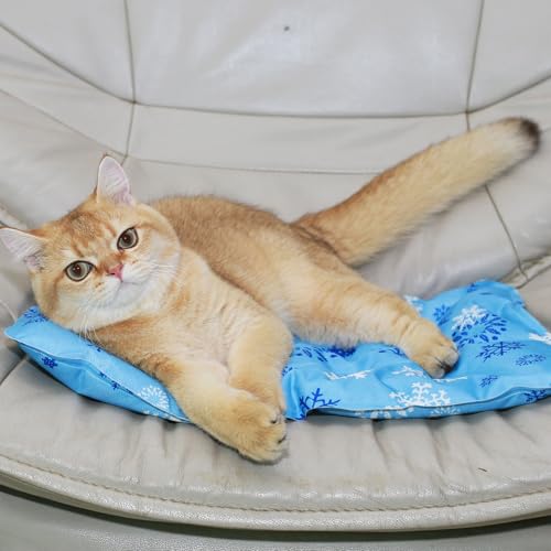 MeowAroma Cooling Mat for Dogs and Cats, Foldable Gel Cooling Mat with Ice Crystal Powder, Blanket Water Injection Cool Pe...