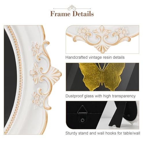 Desklens Vintage Picture Frame, 2.5x3.5 Oval Antique Photo Frame with Real Glass Front, Luxury Table Wall Haning Photo Dis...