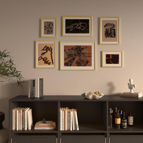 HappyHapi 8.5x11 Picture Frame, Gold Picture Frames Display Photos 6x8 with Mat or 8.5x11 Without, Plastic Frame for Wall...
