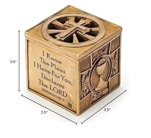 I Know the Plans I Have For You Jeremiah 29:11 3.5 x 3.5 Inch Bronze Sacrament Keepsake Box