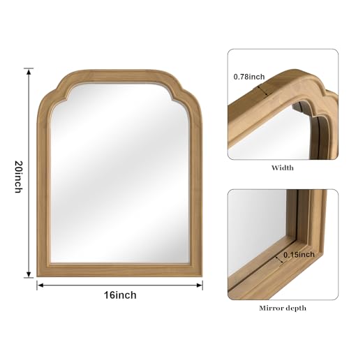 WallBeyond Wood Frame Wall Mirror Decor for Entryway, Living Room or Bedroom Home Decor - Light Woodgrain 16" x 20" Natura...