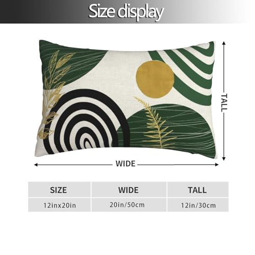 Boho Pillow Covers 12x20 Set Of Mid Century Green And Gold Leaf Art Line Throw Pillow Covers Outdoor Abstract Modern Bohem...