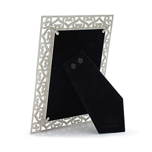 MIMOSA MOMENTS 5x7 Silver Heart Metal Picture Frame with Rhinestones, Decorative Photo Frame for Wedding, Anniversary, Bir...