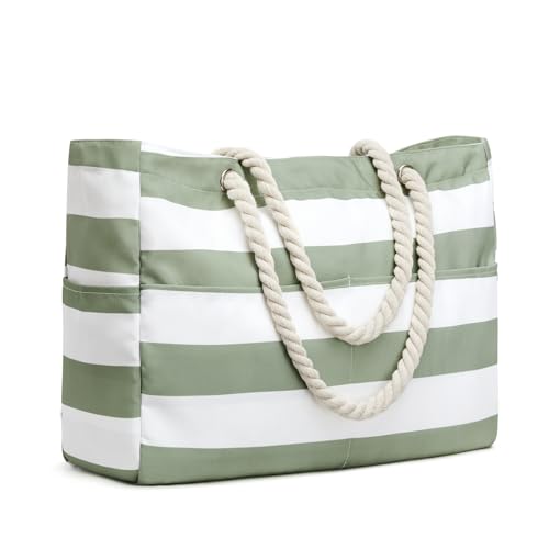 G4Free Canvas Beach Bag Waterproof Sandproof Large Beach Tote Bags for Women Pool Swim Travel Grocery